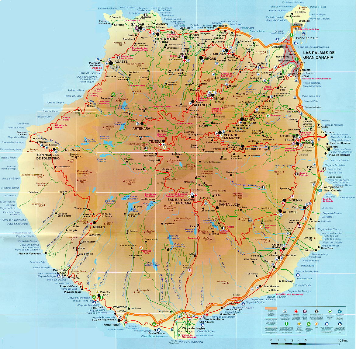 Road Map of Gran Canaria